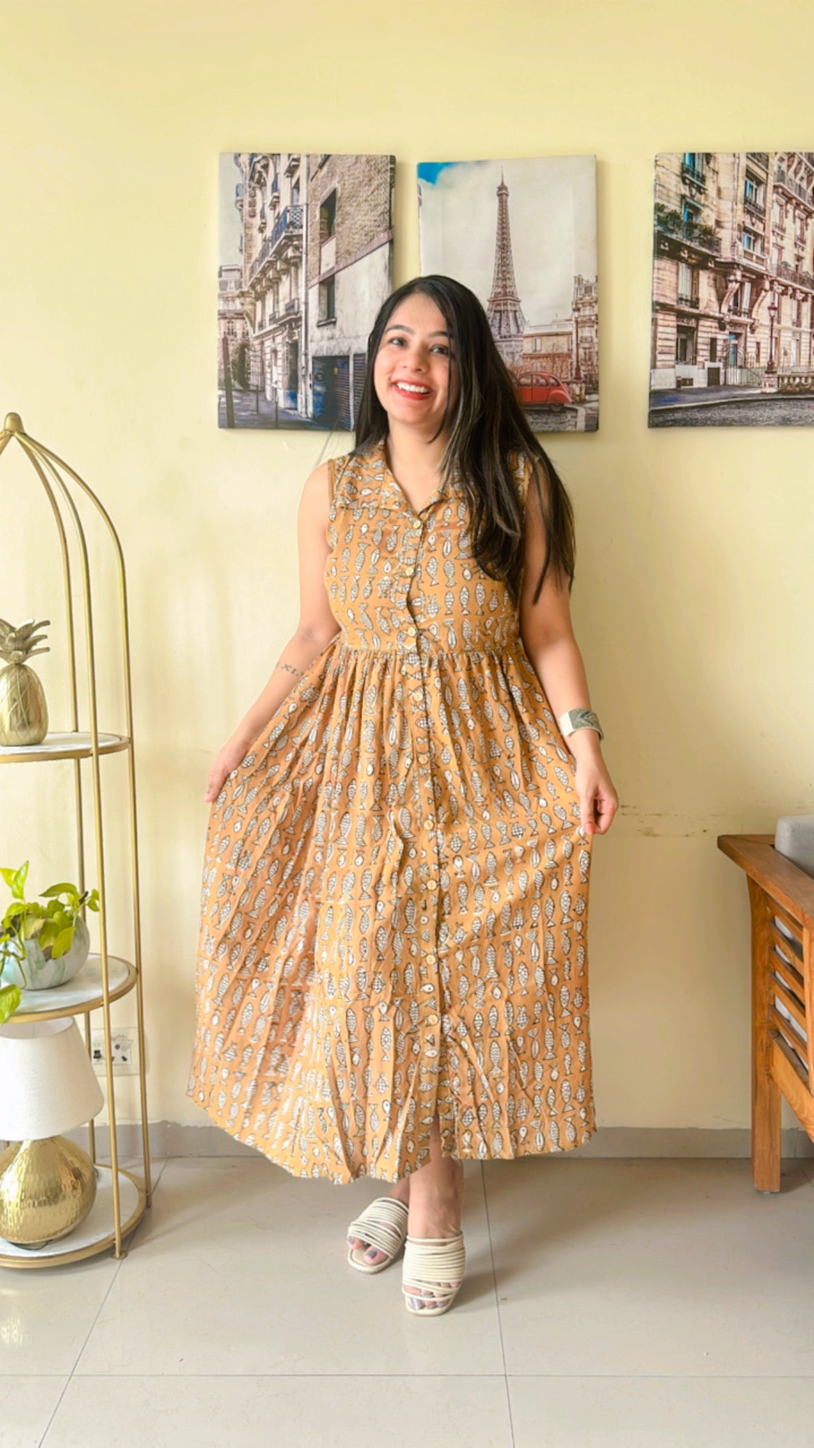 Indigo Blue Hand-Block Printed Cotton Dress