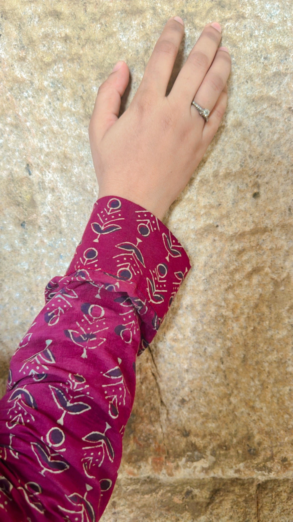 Magenta Rani Dress at Hand-Block Print
