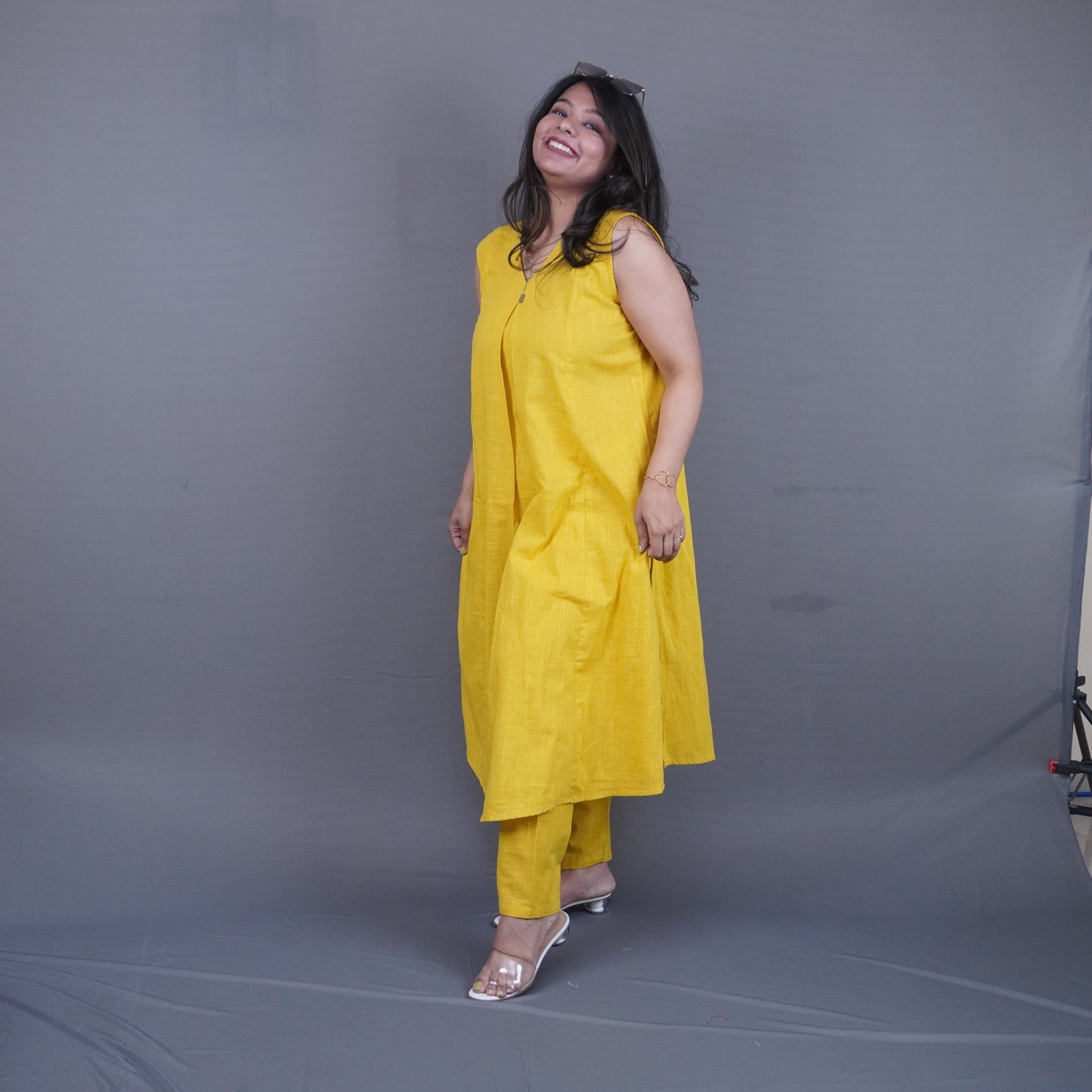 Lime-Yellow Summer kissed Pure Linen Coord set