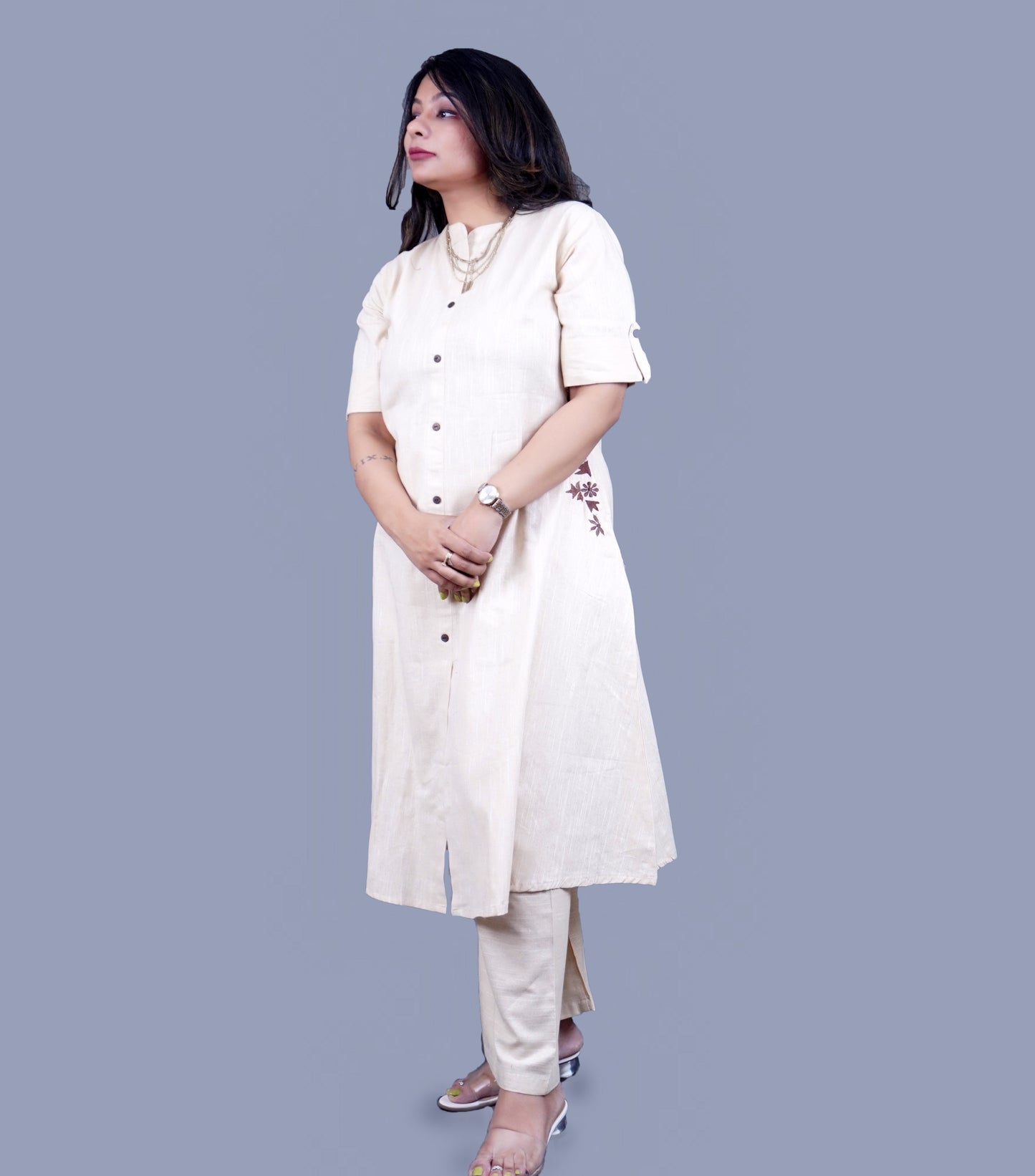 Perfect Summer Office Coord set in Pure Cotton at Off-white colour