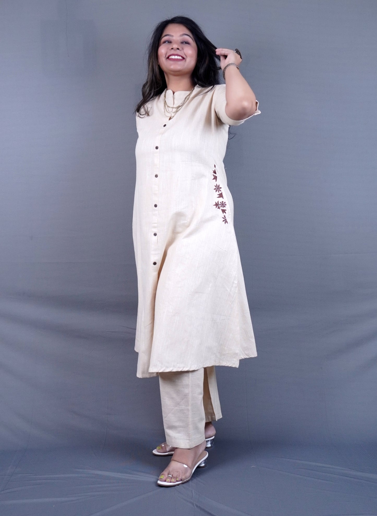 Perfect Summer Office Coord set in Pure Cotton at Off-white colour