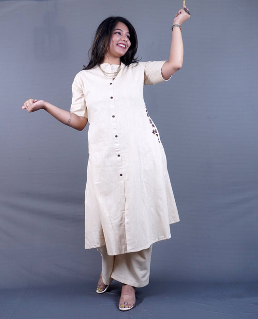 Perfect Summer Office Coord set in Pure Cotton at Off-white colour