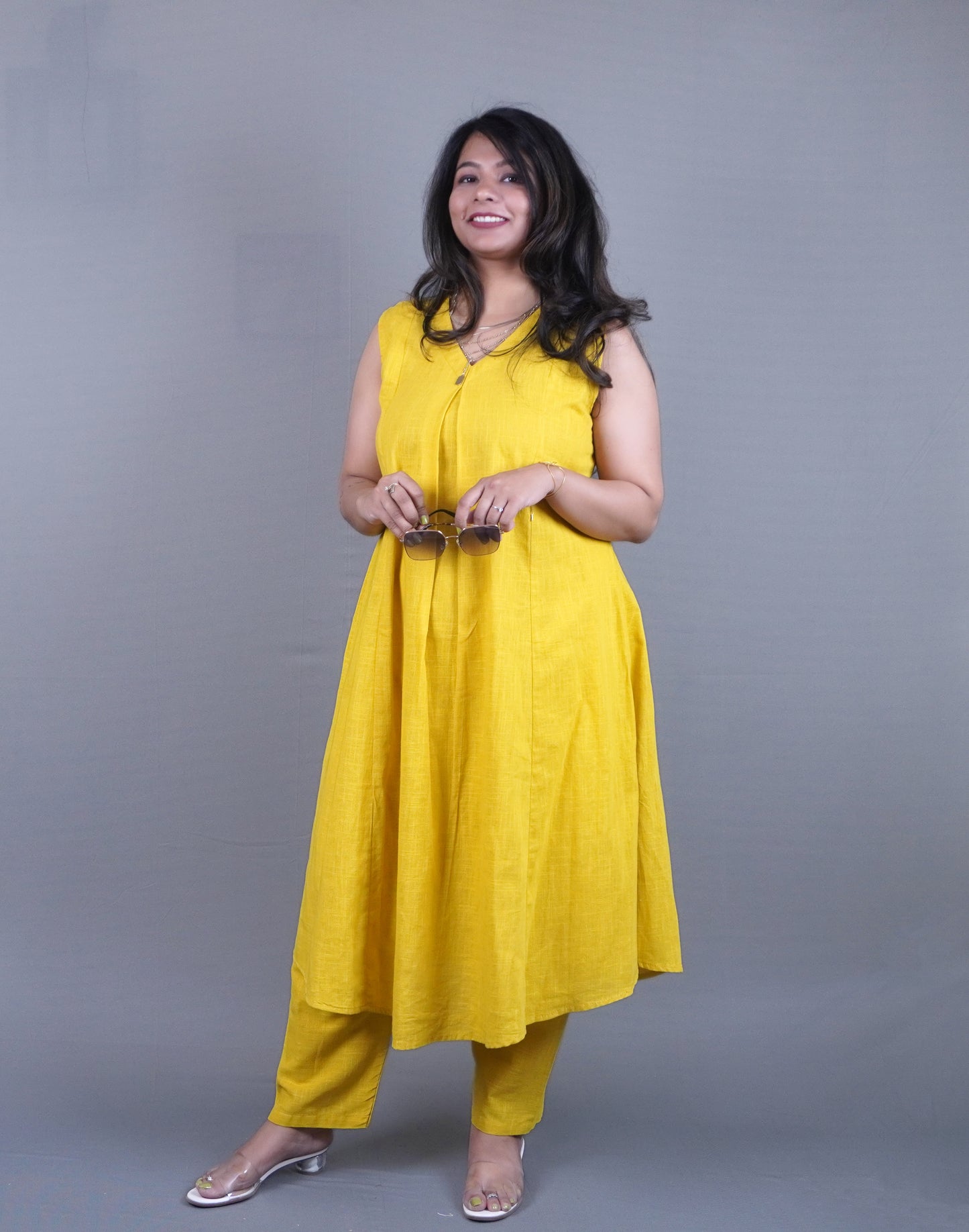 Lime-Yellow Summer kissed Pure Linen Coord set