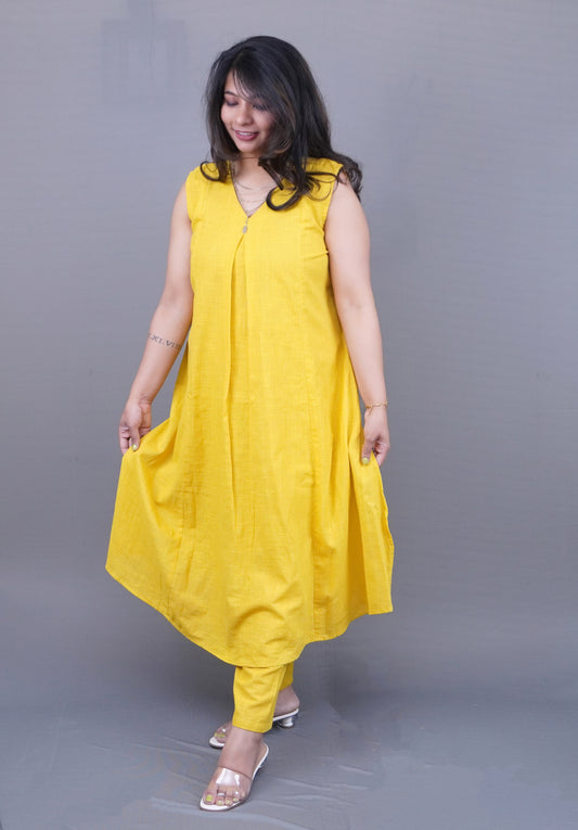 Lime-Yellow Summer kissed Pure Linen Coord set