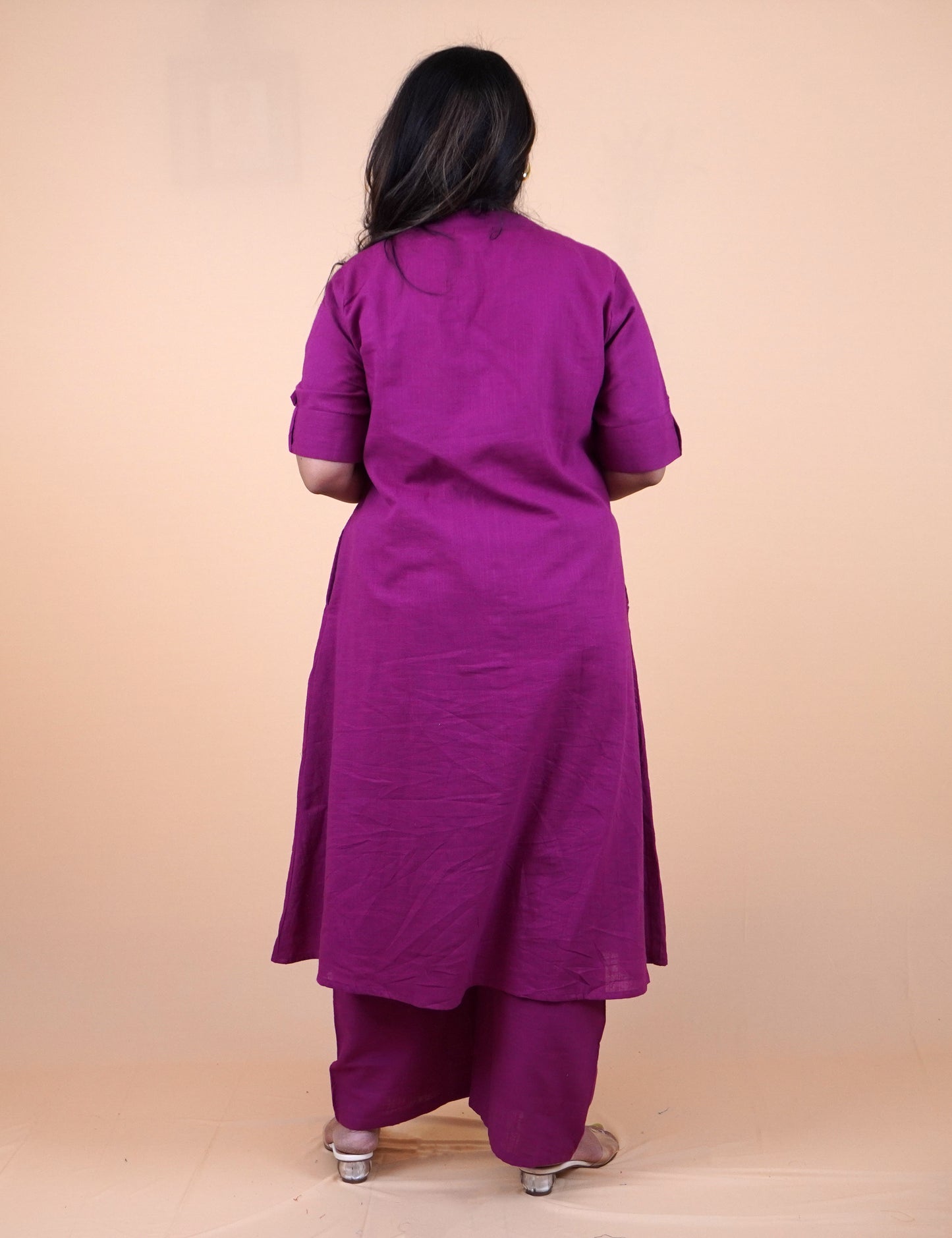 Pure Cotton Magenta color coord set with Pockets