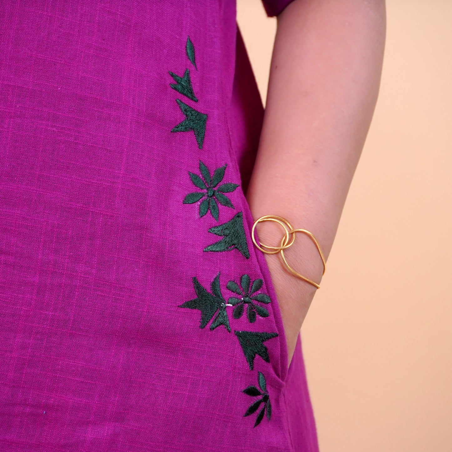 Pure Cotton Magenta color coord set with Pockets