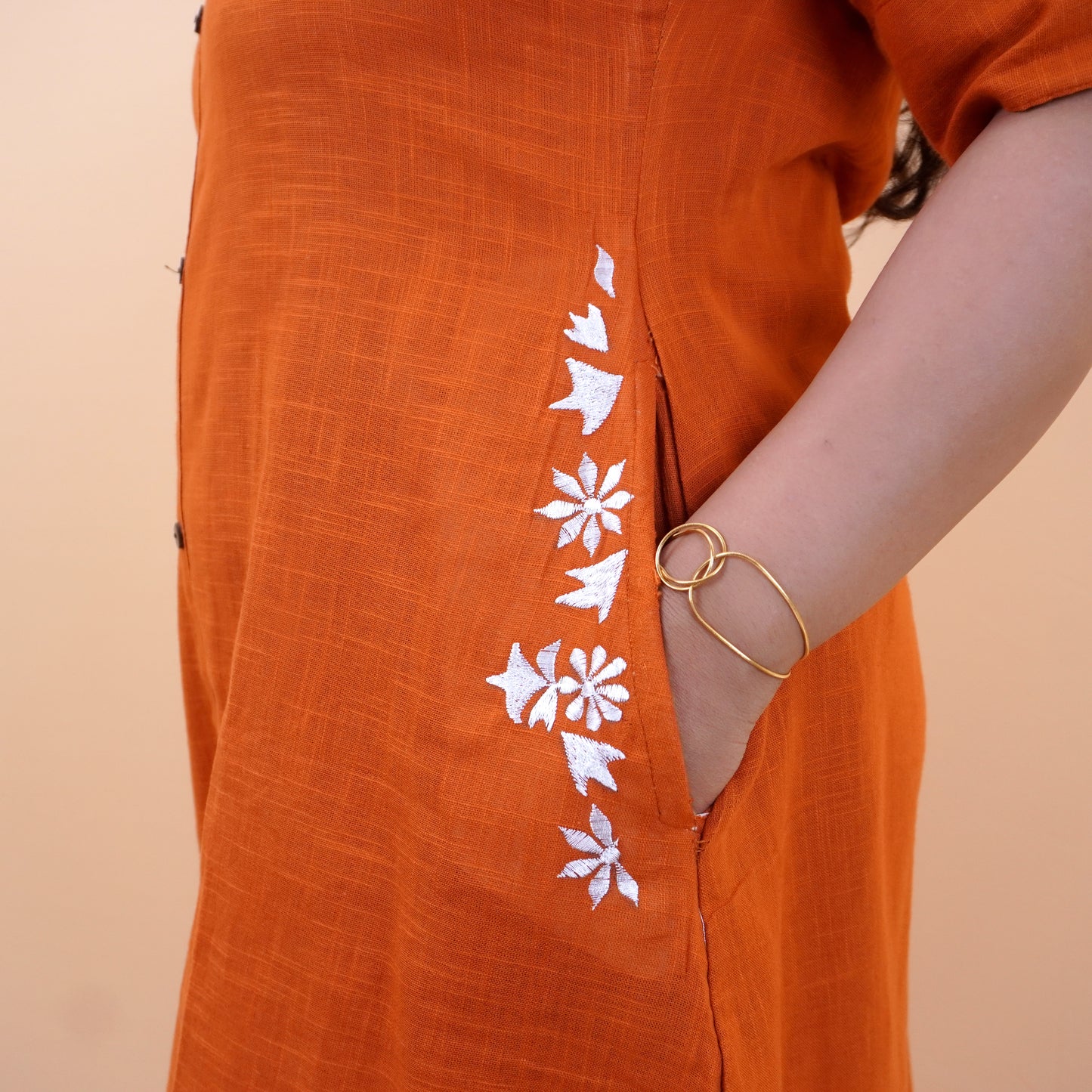 Pure cotton Rust Orange Coord Set with Pockets