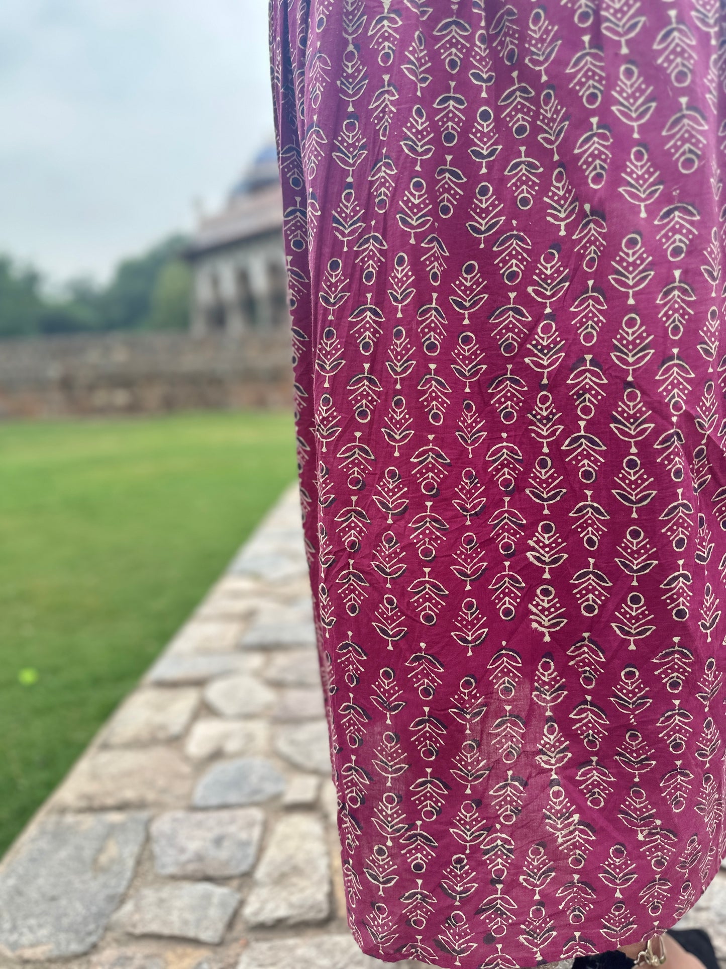 Magenta Rani Dress at Hand-Block Print